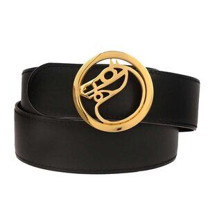 Hermes Black Box Calf Cheval Horse Buckle Belt #70 Small Good ◯U M0 177322